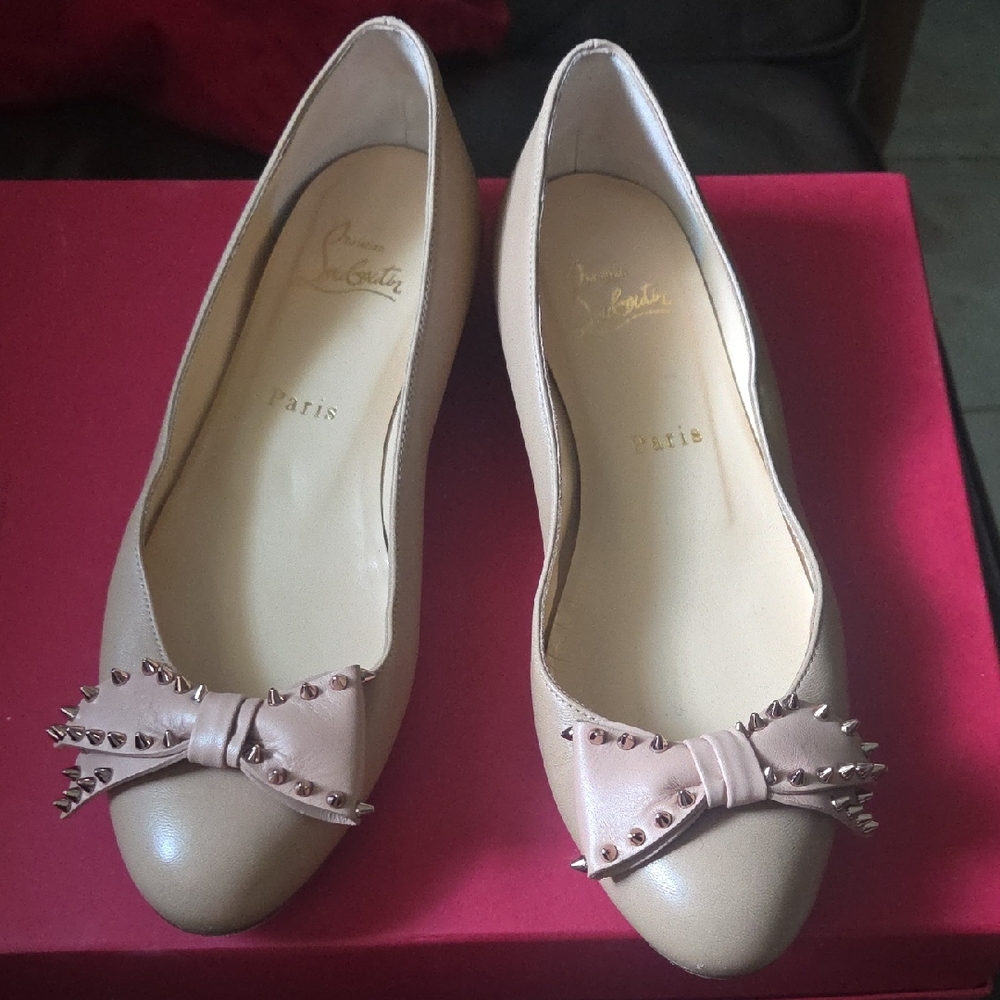 Christian Louboutin Spike Accents Leather Ballet FlatsWomen's Size: 36 1/2